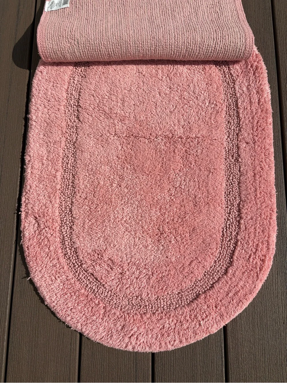 Harper House 2 pc Bath Shower Bathroom Oval Rug Set Bridal Rose